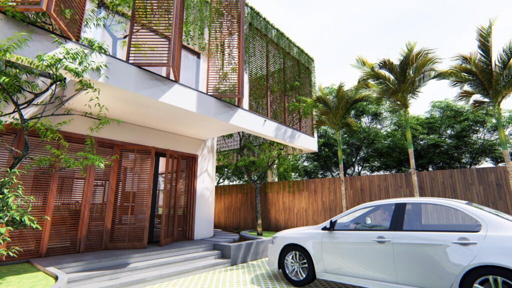 Sân trước rộng